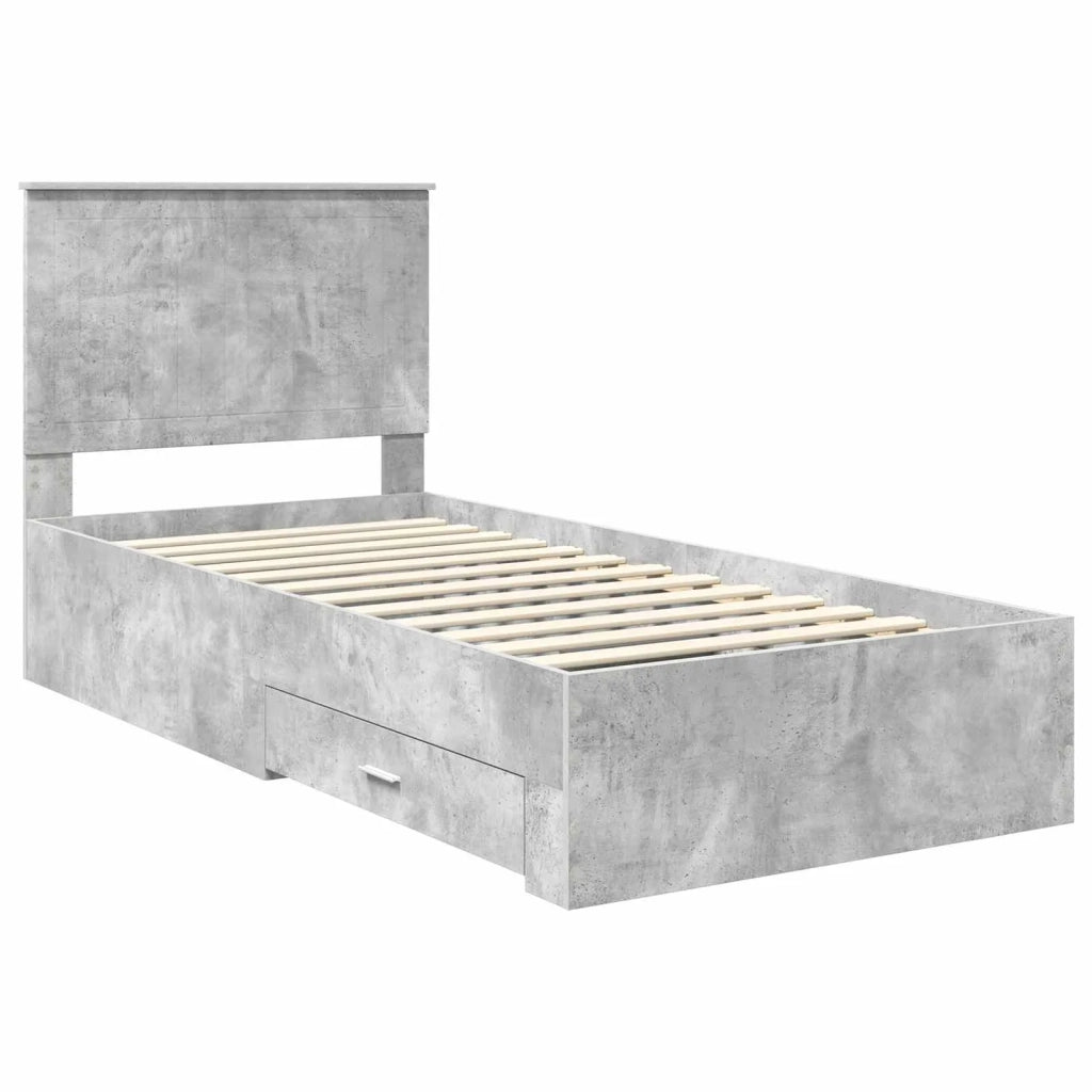 Struttura del letto con testiera Grigio cemento 90 x 190 cm