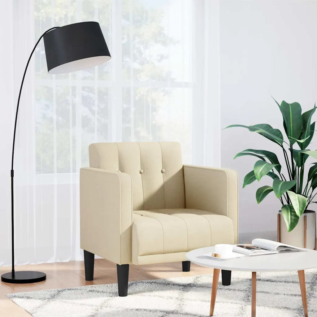 Divano Poltrona | Sedia con Braccioli Crema 53 cm in Tessuto