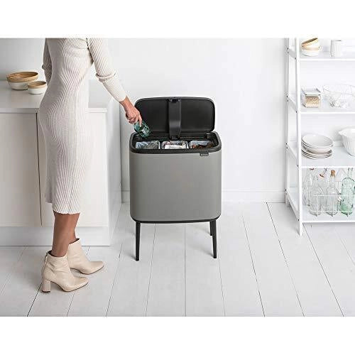 Brabantia 127229 Bo Pattumiera 3x11L Apertura Soft-Touch Gambe Regolabili colore Grigio Mineral Concrete