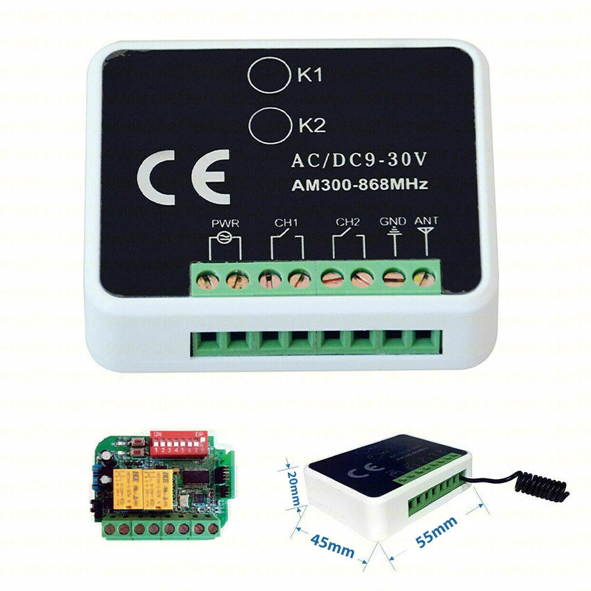 RICEVITORE RADIO RICEVENTE 2 CANALI 433MHZ SI ADATTA A APRIMATIC TR2 TR4 TM4 TR