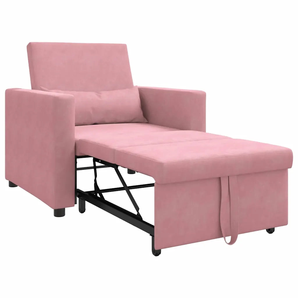 Divano letto estraibile singolo con ruote Rosa chiaro Velluto 42002701