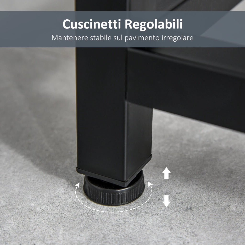 Consolle Fissa 120x34x81 cm in Truciolare e Acciaio  Bianco e Nero