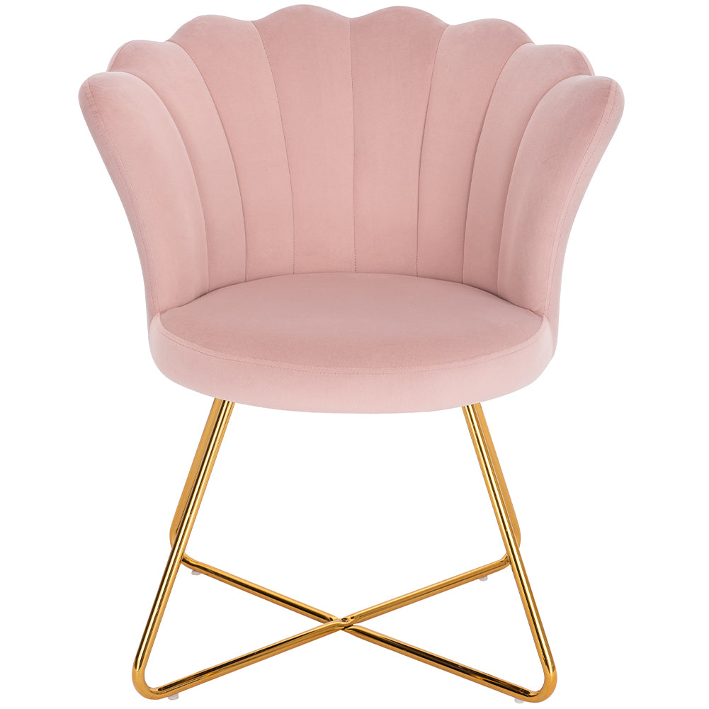 Sedia Relax con Schienale e Seduta in Velluto Rosa Struttura Metallo