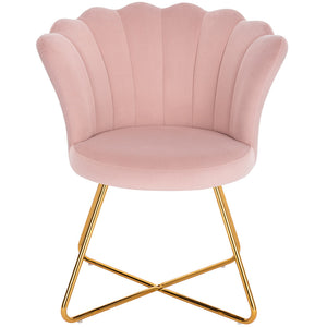 Sedia Relax con Schienale e Seduta in Velluto Rosa Struttura Metallo