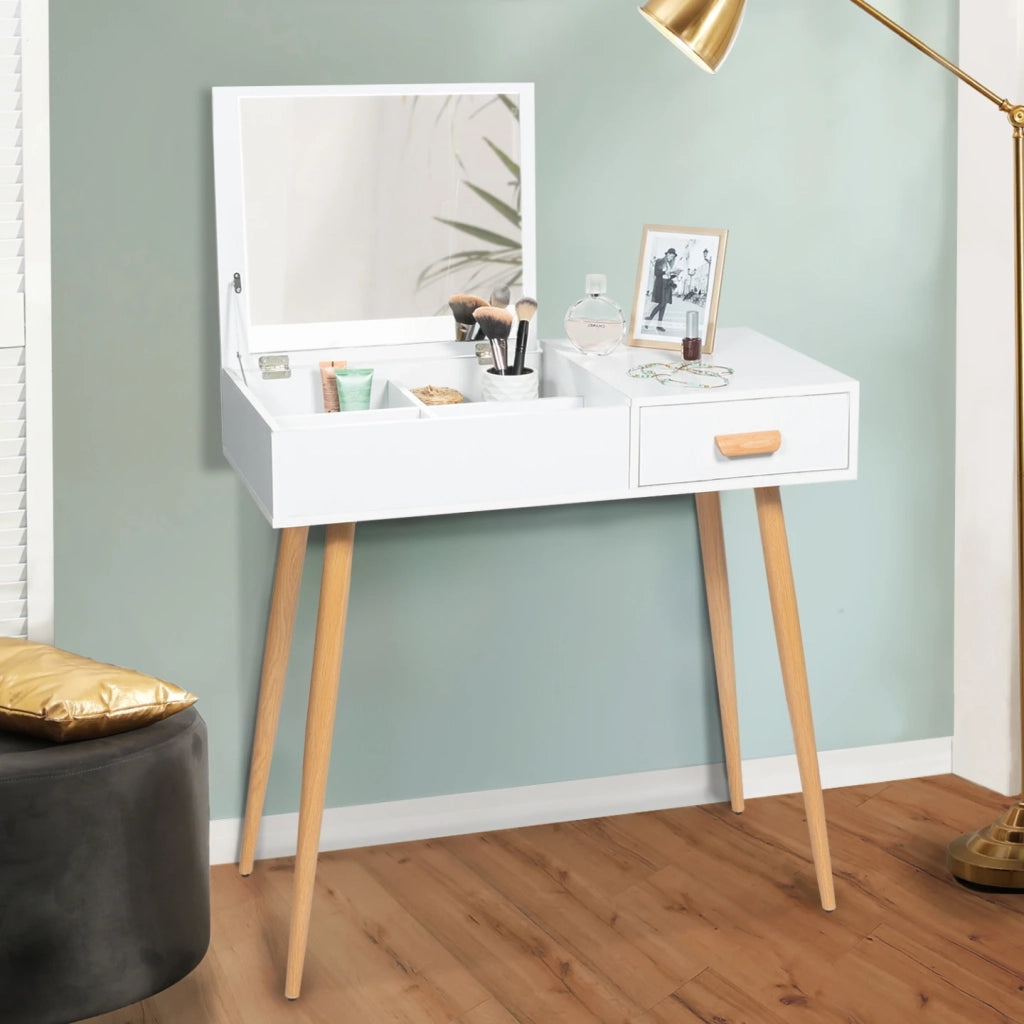 IDMarket - Toeletta con specchio pieghevole scandinavo LISA