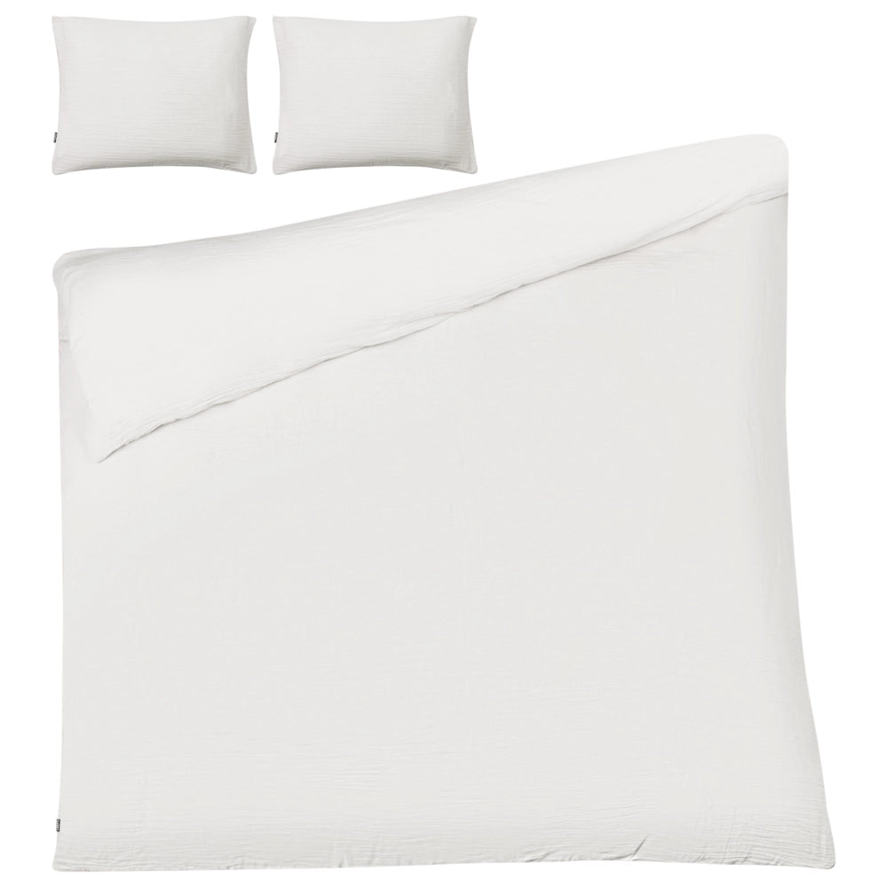 Set copripiumino e federa in mussola di cotone bianco sporco 220 x 240 cm per camera da letto moderna