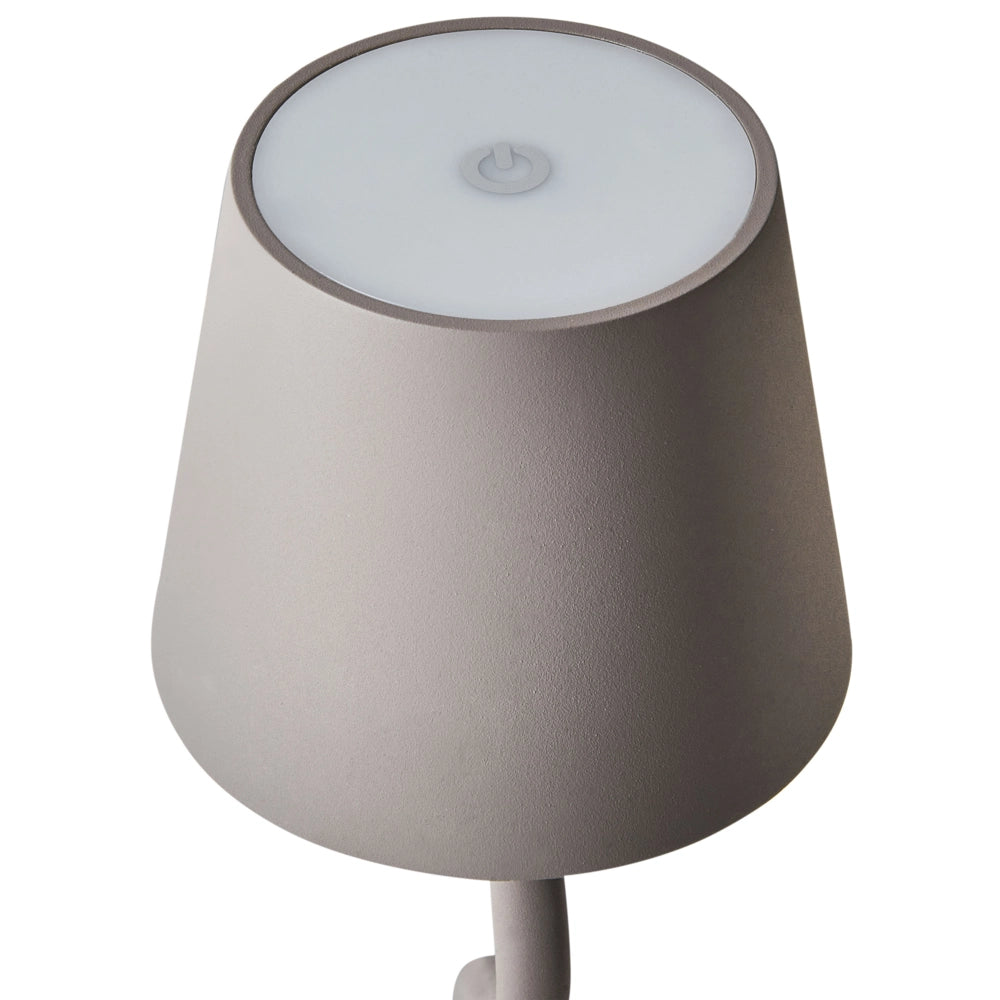 Lampada da tavolo in alluminio beige con interruttore a sfioramento e cavo di ricarica USB senza fili stile moderno