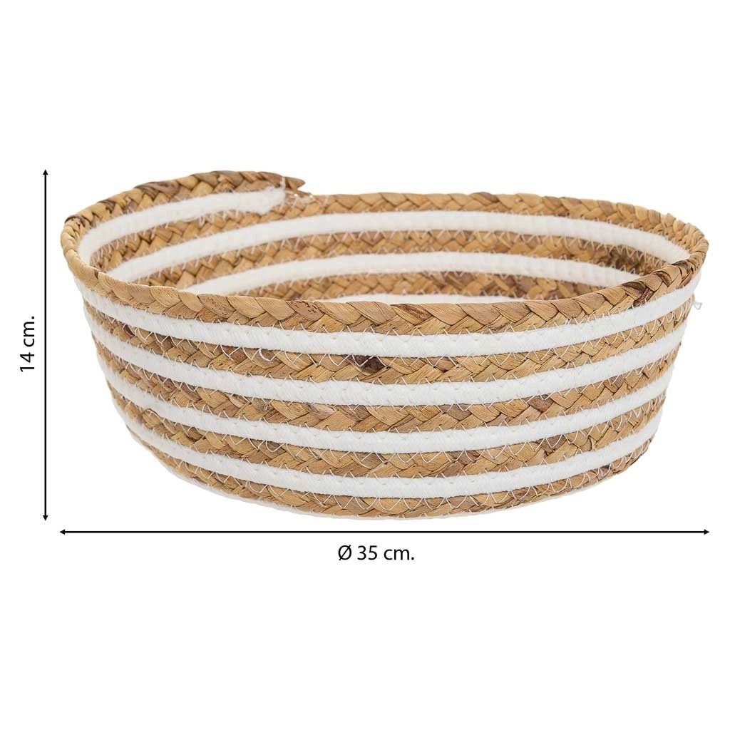 Cesto fibra naturale cotone bianco e marrone d35x14