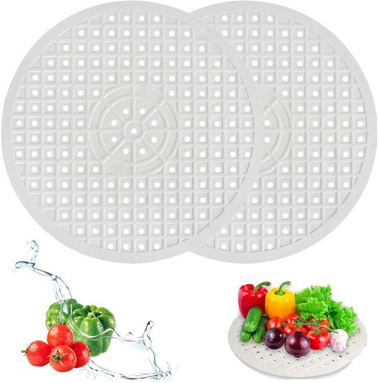 Gootsteenmat 2 in 1, Afdruipmat Ronde per Gootsteen, Mattoncino di Gomma Bianco, Afdruipmat per Gootsteen, Afdruipmat Ronde per Cucina, Riciclabile, per uso Domestico, per Lavastoviglie