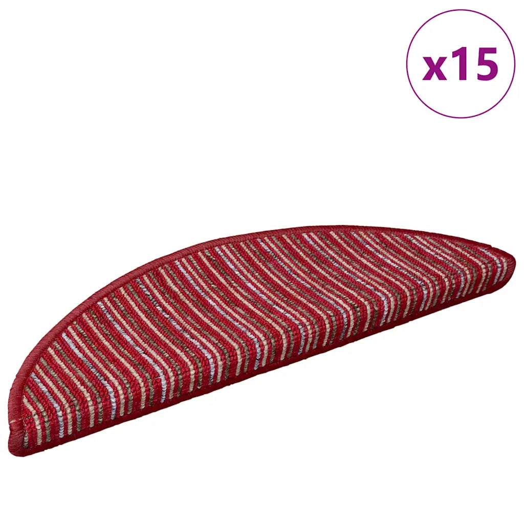 Tappetini per scale autoadesivi 15 pcs Rosso 56 x 17 x 3 cm 42011441