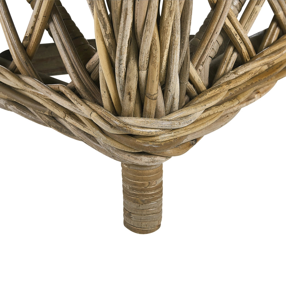 Poltrona da giardino in rattan naturale con poggiapiedi in cotone cuscini per lo schienale del sedile bianco sporco per interni ed esterni