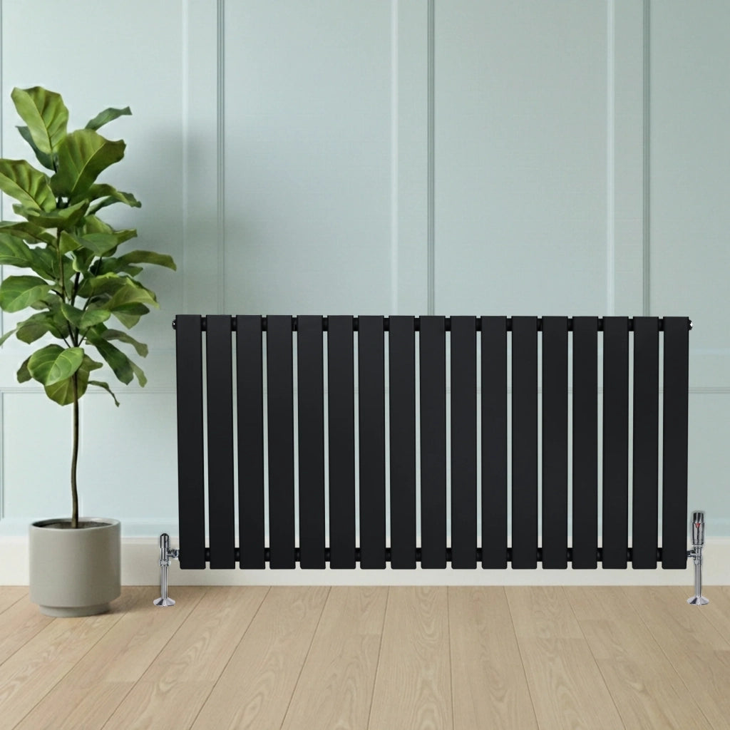 Radiatore Orizzontale 600 x 1190 mm con Valvole TRV Nero