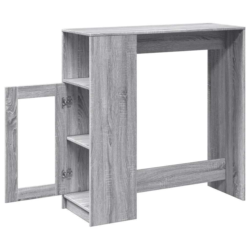 Tavolo Bar con Rastrelliera Grigio 101x40x103,5 cm Multistrato