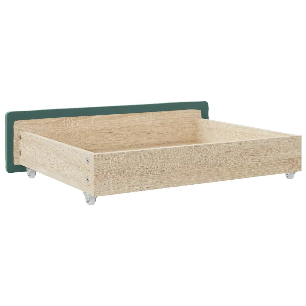 Cassetti da Letto 2 pz Verde Scuro Legno Multistrato e Velluto CFW5355132