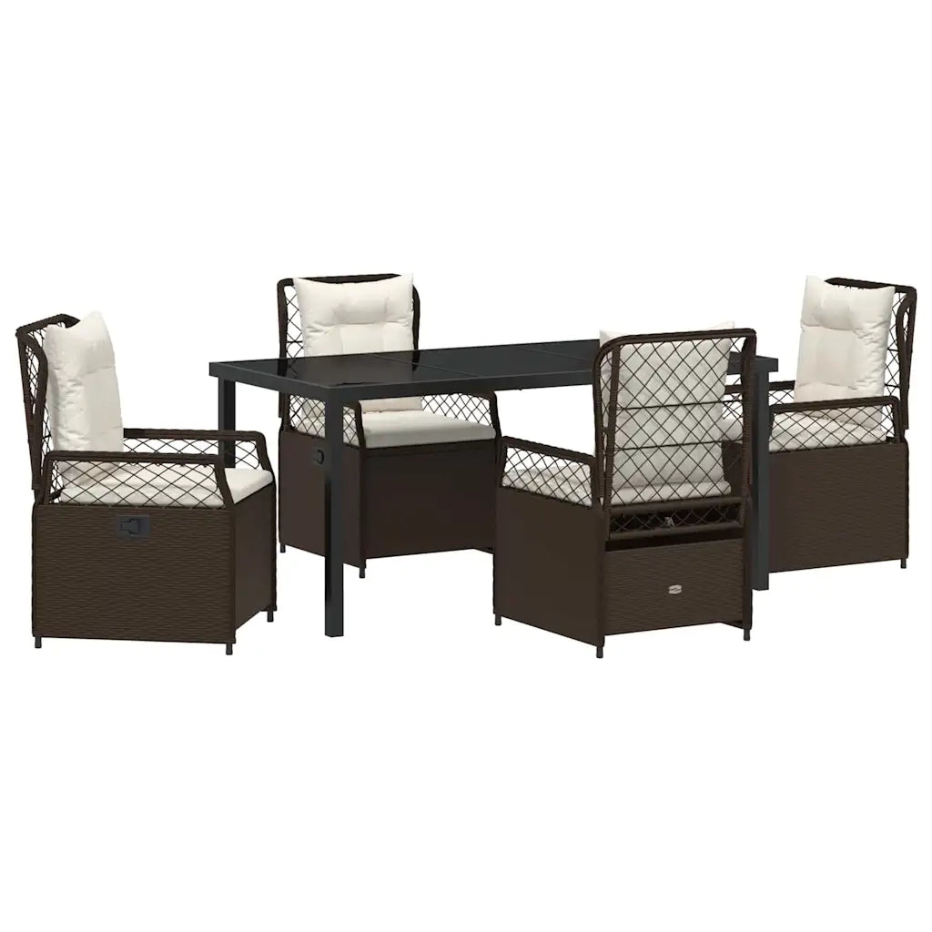 Set da Pranzo per Giardino 5 pcs Marrone polyrattan 3380991