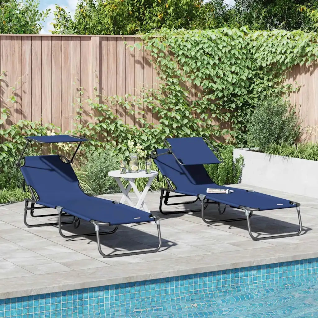 Lettino prendisole pieghevole 2 pcs Blu 190 x 57 x 81 cm Oxford 42003134
