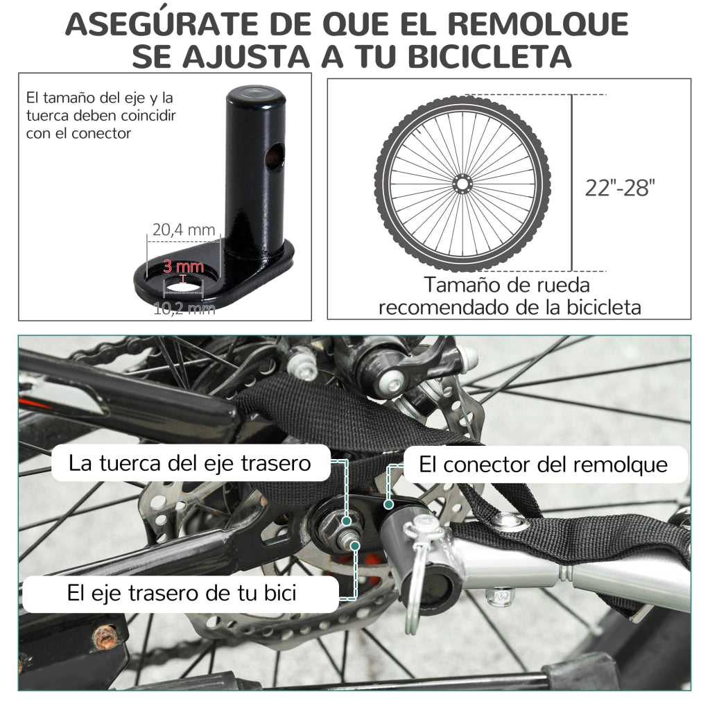 Rimorchio Bicicletta per Cani ¨C zephmum ¨C Rosso Nero 130x73x90 cm