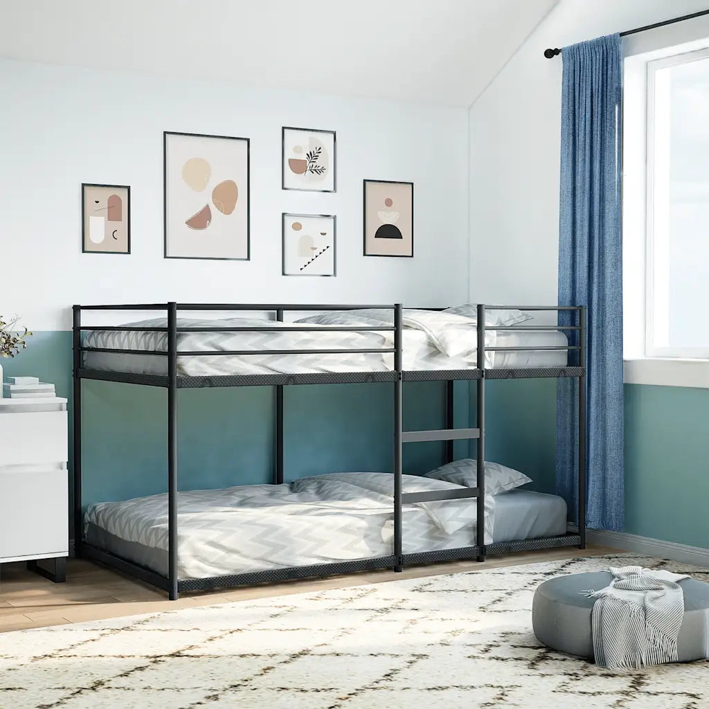 Letto a Castello senza Materasso Nero 75x190 cm in Acciaio 4019874