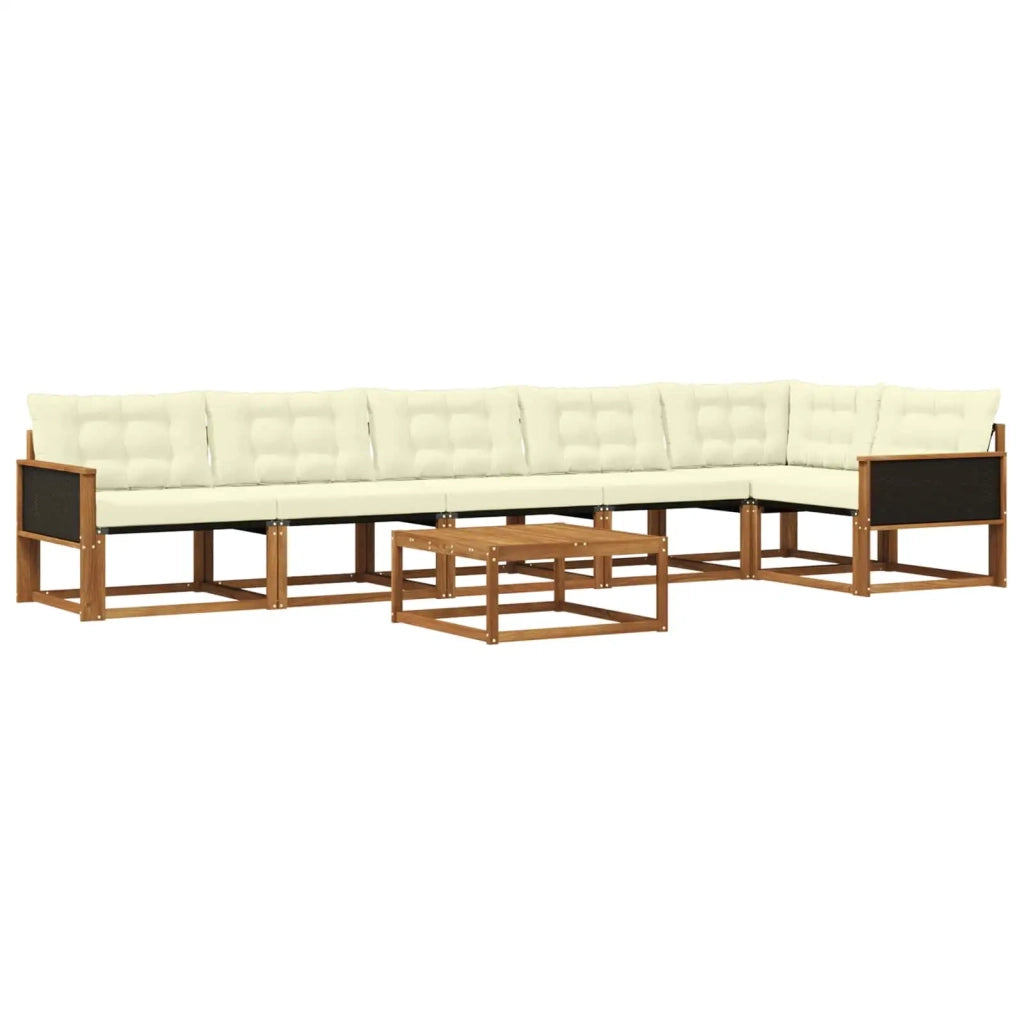 Set di divani da esterno con cuscino 7 pcs Naturale e Crema