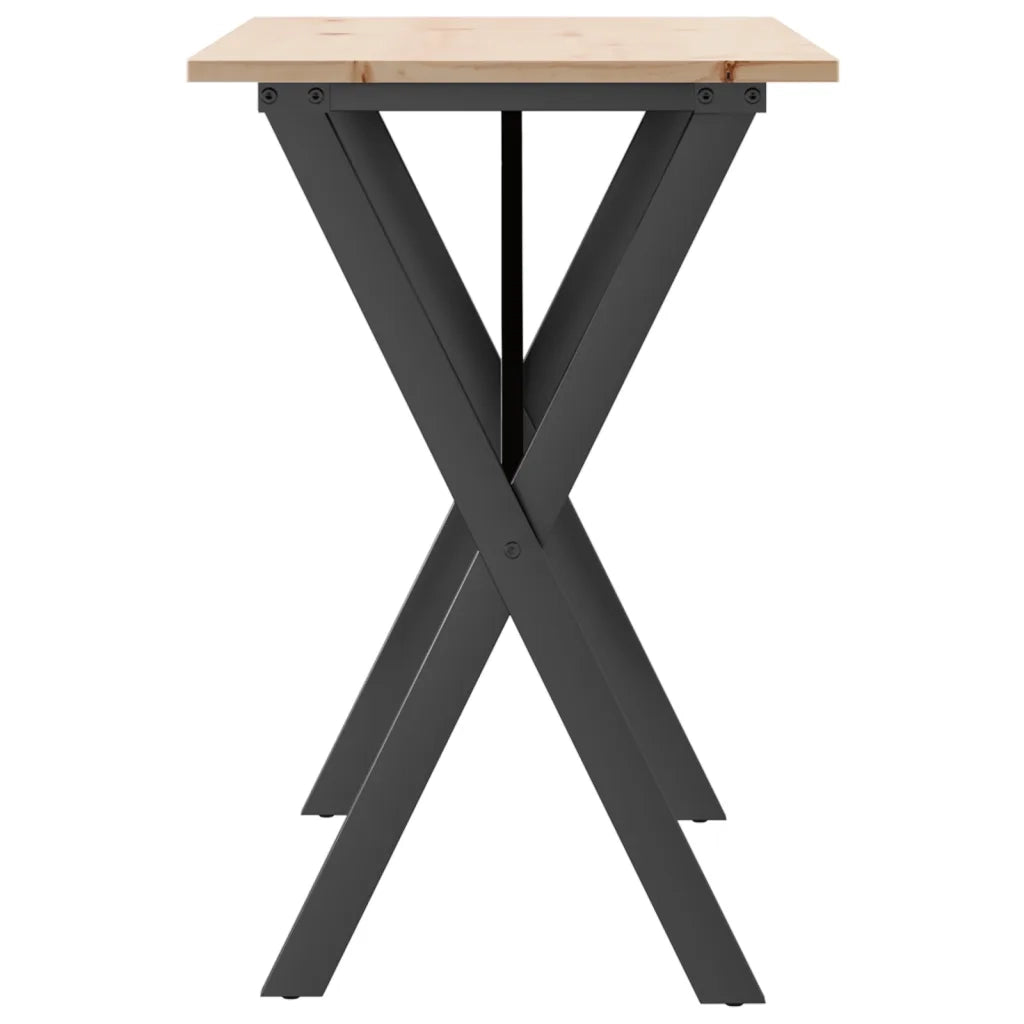 Tavolo da Pranzo Telaio a X 100x50x75 cm Legno Pino e Acciaio