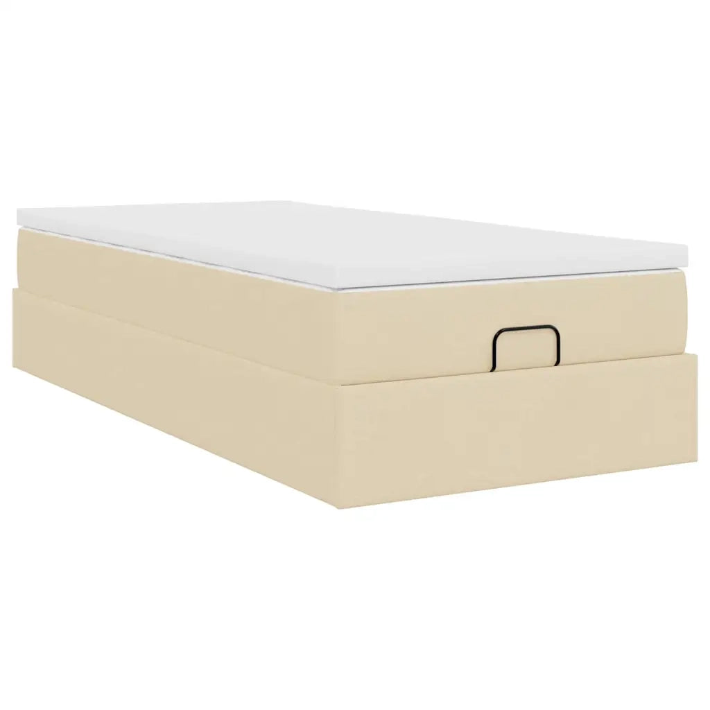 Struttura Letto Pouf con Materasso Crema 90x200 cm in Tessuto 3311083