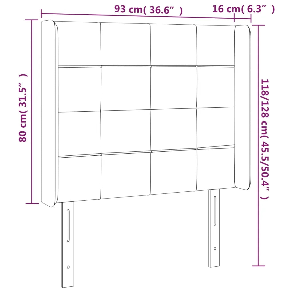 Testiera a LED-Testata con LED Marrone Scuro 93x16x118/128 cm in Tessuto 210556