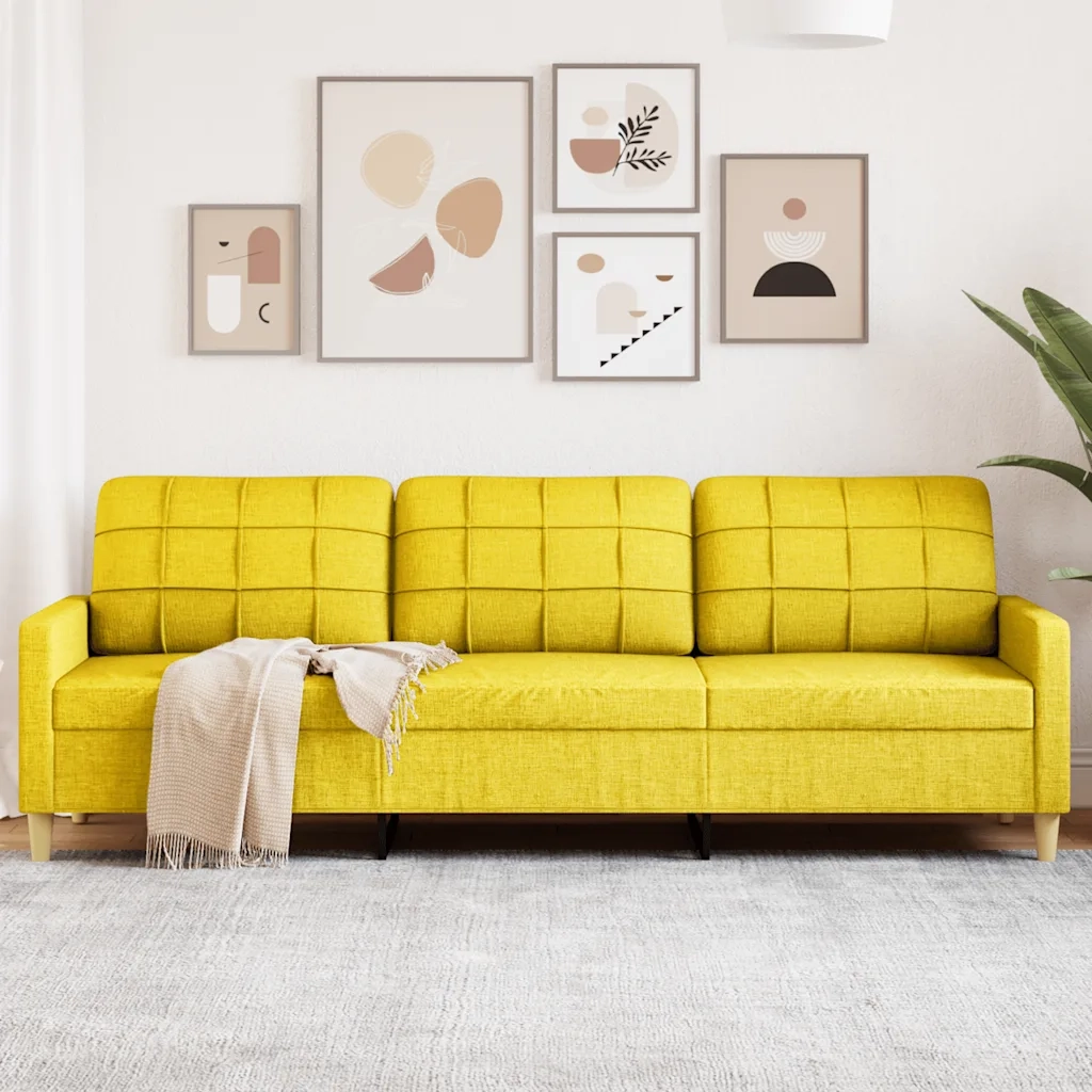 Divano | Divano da soggiorno | Sofa a 3 Posti Giallo 210 cm in Tessuto