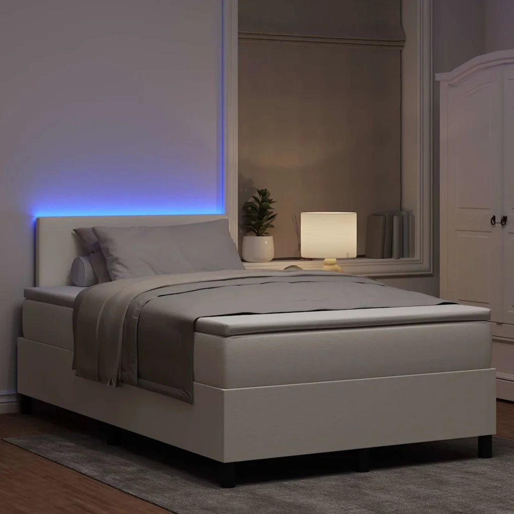 Letto a Sorgente LED con testiera Crema e Bianco 120 x 190 cm 3337593