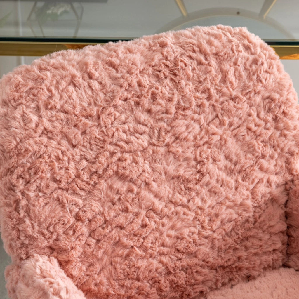 Sedia da ufficio in pelliccia sintetica rosa