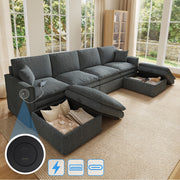 DIVANO Modulare 6 Posti a U/L 277x135x80 cm Grigio