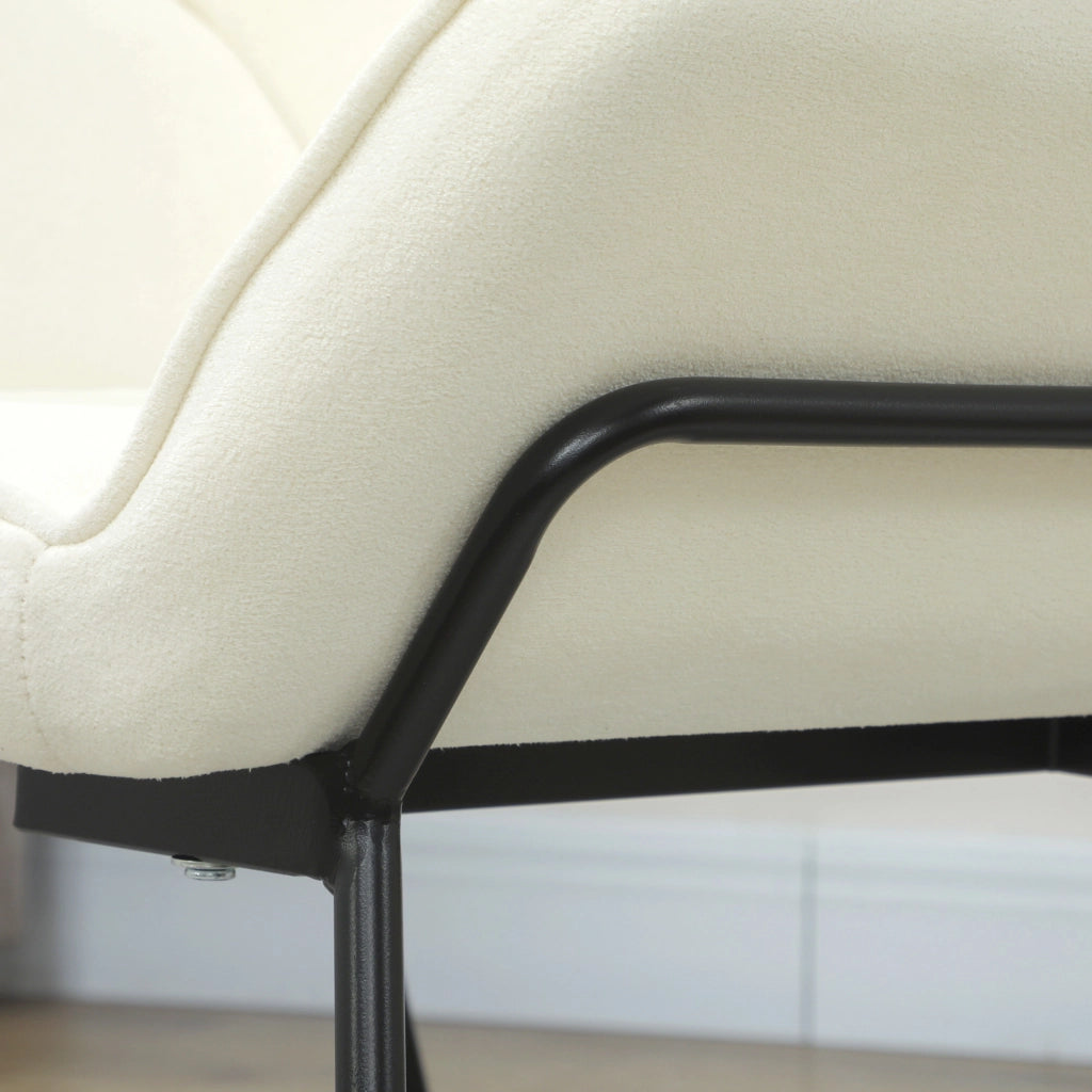 Poltrona in velluto crema con gambe in metallo ¨C zephmum ¨C 90x100x85 cm