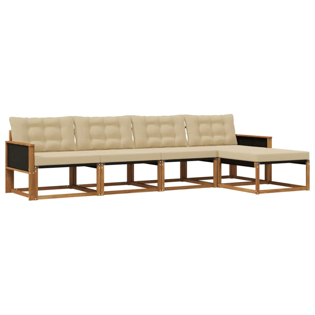 Set di divani da esterno con cuscino 5 pcs Naturale e Beige 3381353