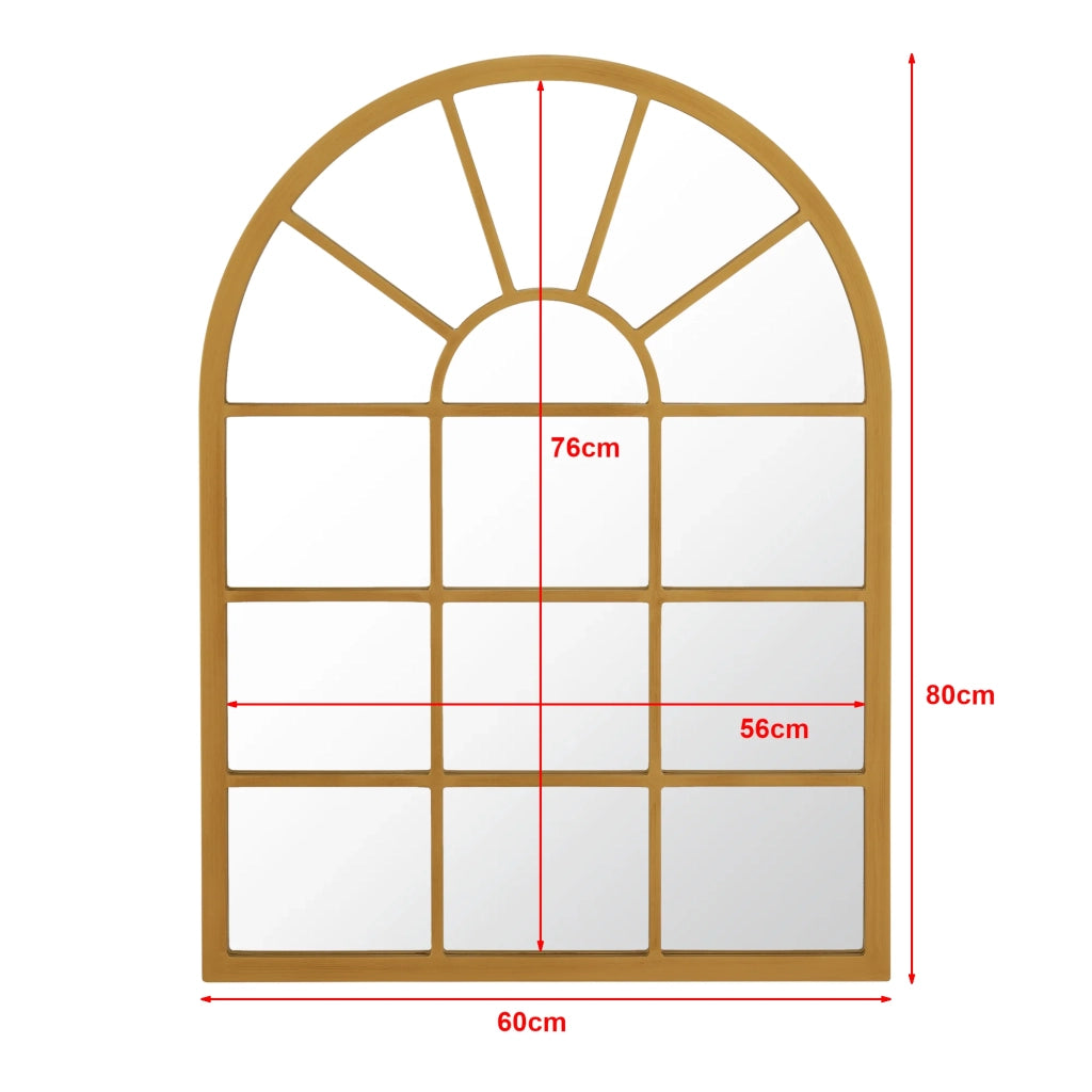 Specchio da parete arrotondato a forma di finestra 80 x 60 cm oro 03_0007959