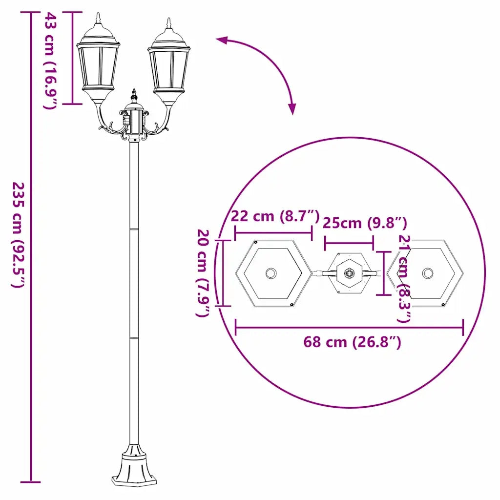 Luce da Giardino Bronzo 68 x 20 x 235 cm Alluminio e vetro CFW5379970