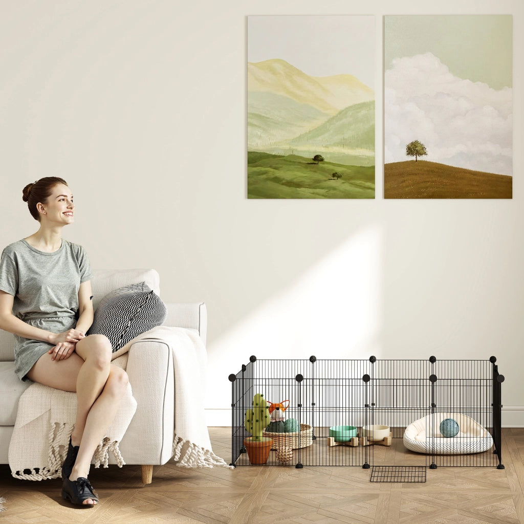 Recinto per Animali Domestici Modulabile ¨C zephmum ¨C Nero, Acciaio, 120x60x40 cm