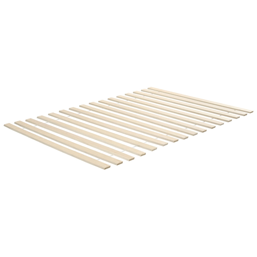 Letto matrimoniale in legno di Pino chiaro con Rete a Doghe 140 x 200 cm Testiera a doghe minimalista