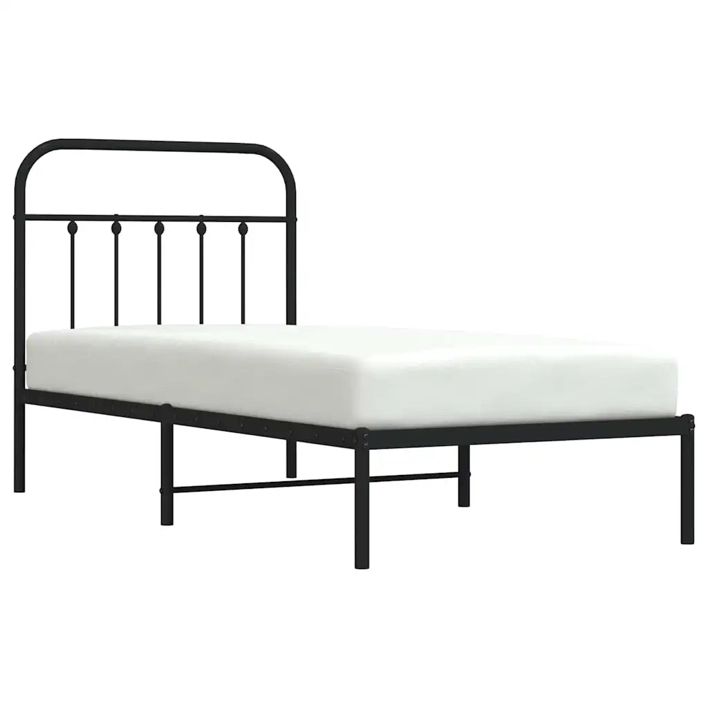 Giroletto con Testiera-Struttura Letto con testiera in Metallo Nero 90x190 cm 667798