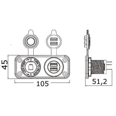 Pannellino Presa Usb + Presa Accendisigari