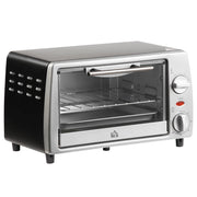 FORNETTO ELETTRICO 10 L TEMPERATURA REGOLABILE E TIMER +GRIGLIA E TEGLIA INCLUSE 750 W 36.5X26X22 CM ARGENTO NERO