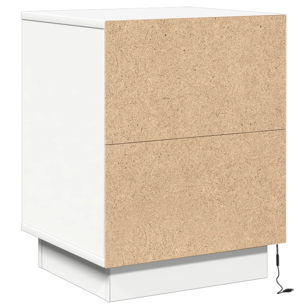 Comodini con luci LED 2 pcs Bianco 39x34.5x50 cm
