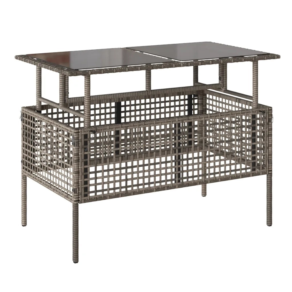 Salotto da Giardino-Set Divani da Giardino 4 pz con Cuscini Grigio Polyrattan Vetro