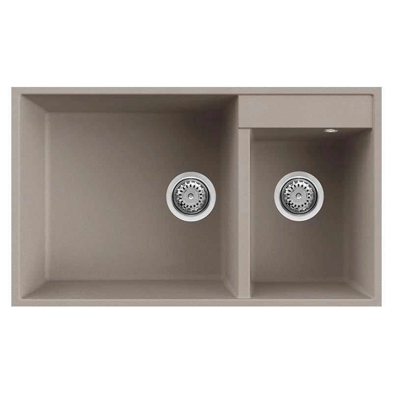 Lavello Elleci Incasso 2 vasche 78,5x47 Quadra 440 Sottotop Granitek Grigio Tortora LGQ44043BSO