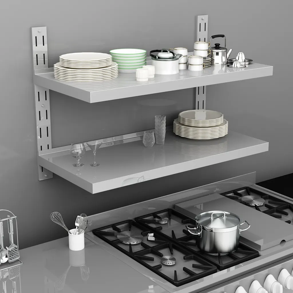 Mensola | Ripiano | Scaffale a Sospensione a 2 Livelli in Acciaio Inox 100x30 cm