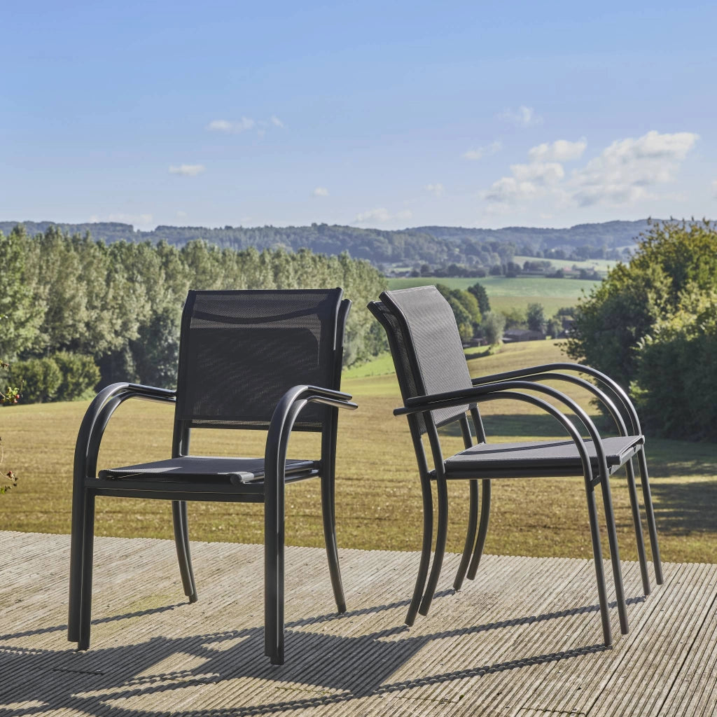 Set 4 sedie da giardino in alluminio e textilene, antracite