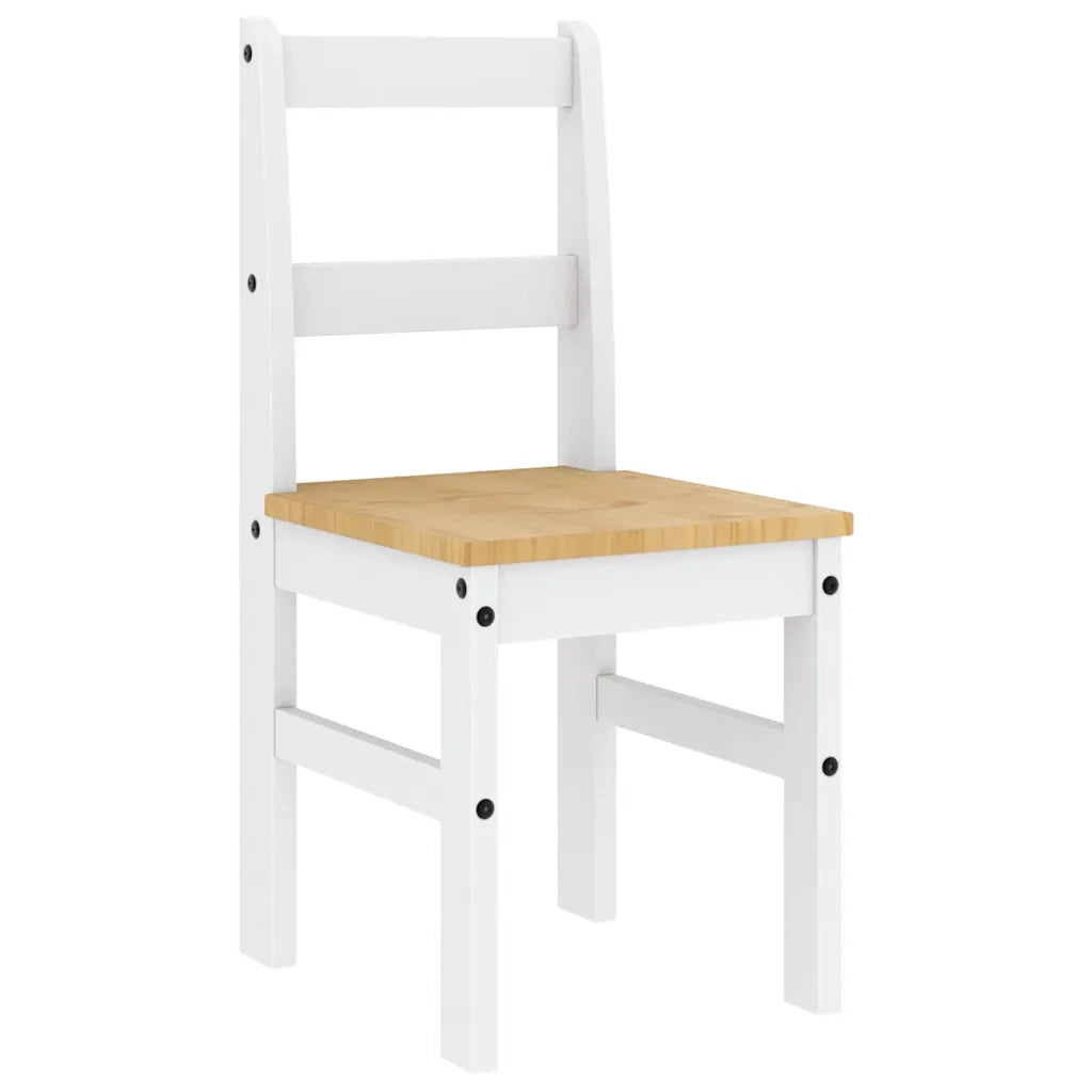 Set da Pranzo 5 pz PANAMA Bianco in Legno Massello di Pino 3345190