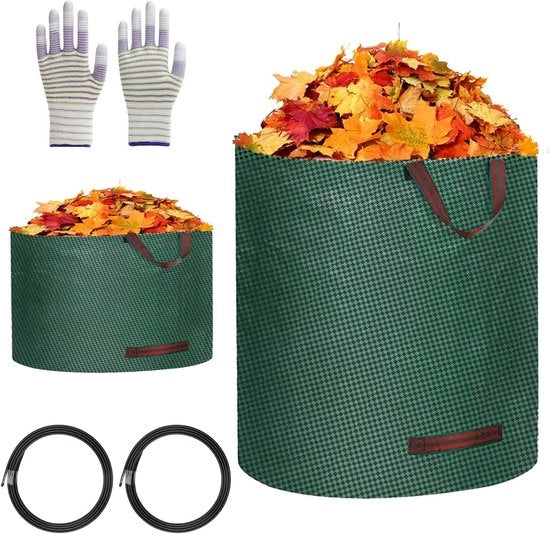 Set di sacchi per rifiuti di giardinaggio da 2 - 120L e 50L - Inclusi guanti da lavoro - Sciami per rifiuti di giardinaggio verdi