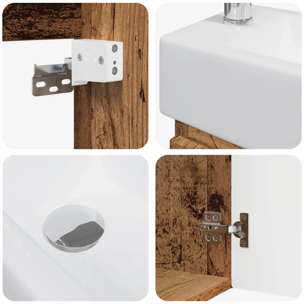 Mobile bagno con rubinetto Legno antico 45,5 x 25,5 x 84 cm