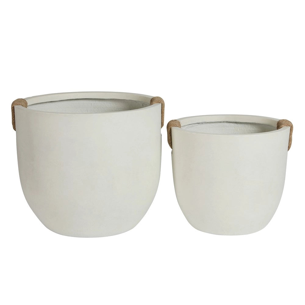 Set 2 Vasi da Giardino in Cemento ¨C Xylo ¨C Beige, 37x33 cm e 46x40 cm