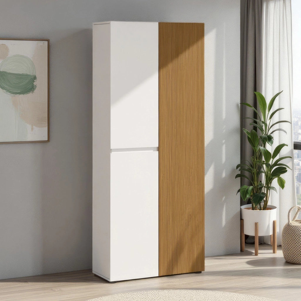 Palasio, Armadio Multiuso Grande 10 Ripiani Made in Italy, 80x200h cm Bianco Lucido