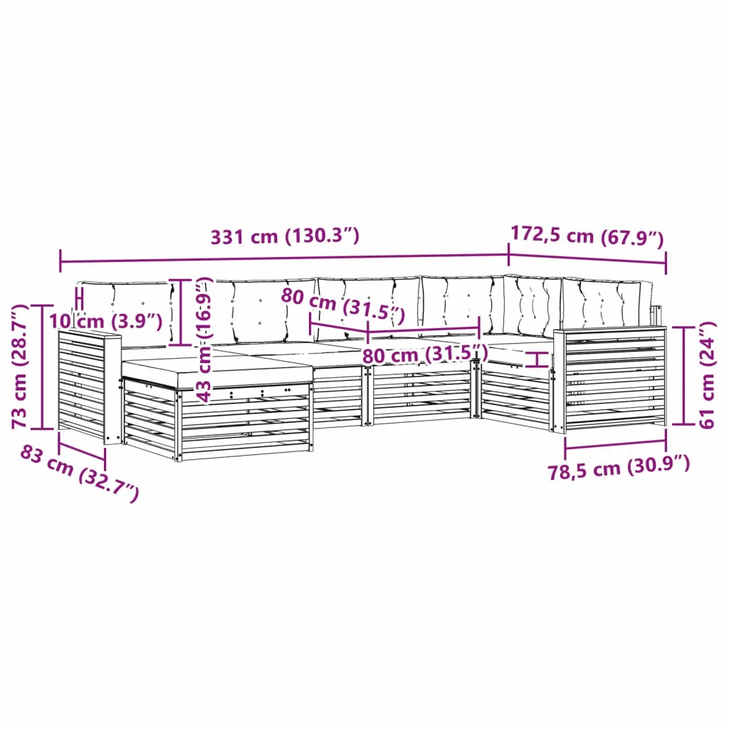 Set di divani da esterno 6 pcs Grigio Naturale e Chiaro 3373746